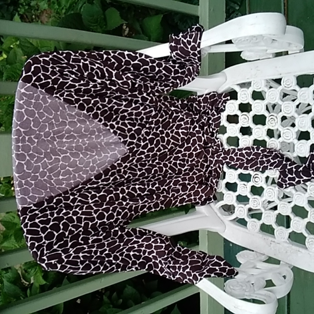 Silky giraffe print wraparound  blouse